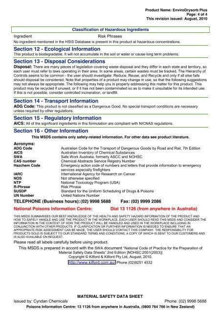 Enviro Drysorb - MSDS - CYNDAN Chemicals