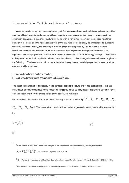 THEORETICAL BACKGROUND OF MASONRY MODEL