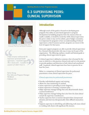 Supervising Peers: Clinical Supervision (PDF) - Peer Education ...