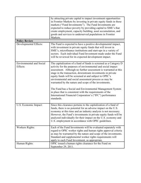 Sarona Frontier Markets Fund 2 - Overseas Private Investment ...