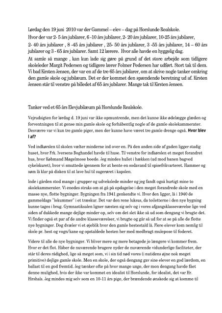 dag på Horslunde Realskole. Hvor der var 2- 5 års jubilarer, 6 -10 års
