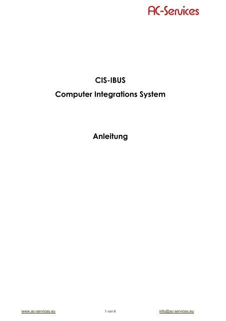 CIS-IBUS Computer Integrations System Anleitung
