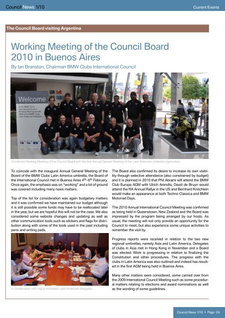 Council News - BMW Club of Canada