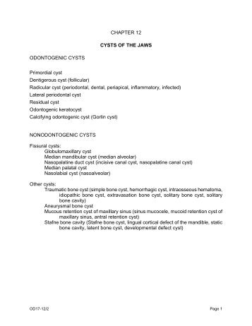 CHAPTER 12 CYSTS OF THE JAWS ODONTOGENIC CYSTS ...