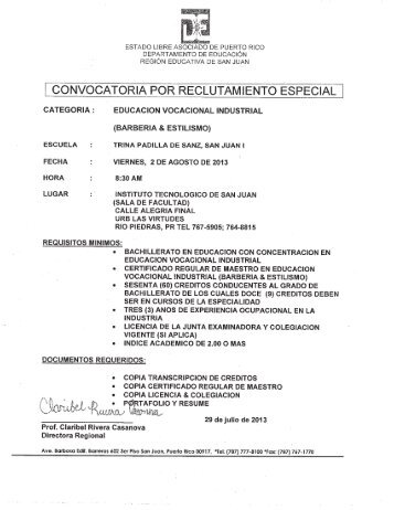 CONVOCATORIA POR RECLUTAMIENTO ESPECIAL - IntraEdu