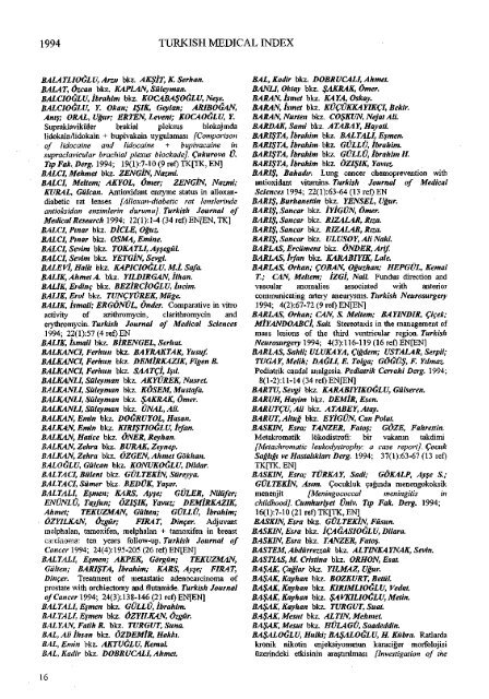 TÃ¼rk TÄ±p Dizini 1994 - ULAKBÄ°M Ulusal Veri TabanlarÄ±