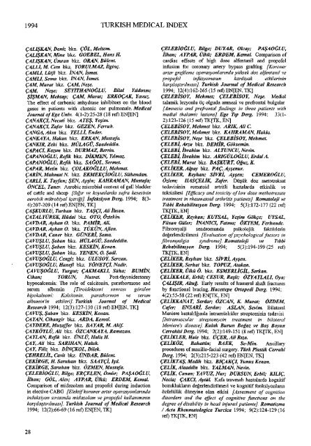 TÃ¼rk TÄ±p Dizini 1994 - ULAKBÄ°M Ulusal Veri TabanlarÄ±