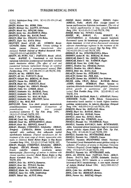 TÃ¼rk TÄ±p Dizini 1994 - ULAKBÄ°M Ulusal Veri TabanlarÄ±