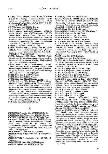TÃ¼rk TÄ±p Dizini 1994 - ULAKBÄ°M Ulusal Veri TabanlarÄ±