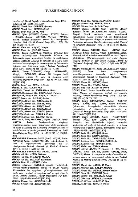 TÃ¼rk TÄ±p Dizini 1994 - ULAKBÄ°M Ulusal Veri TabanlarÄ±