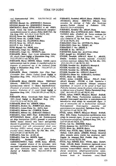 TÃ¼rk TÄ±p Dizini 1994 - ULAKBÄ°M Ulusal Veri TabanlarÄ±