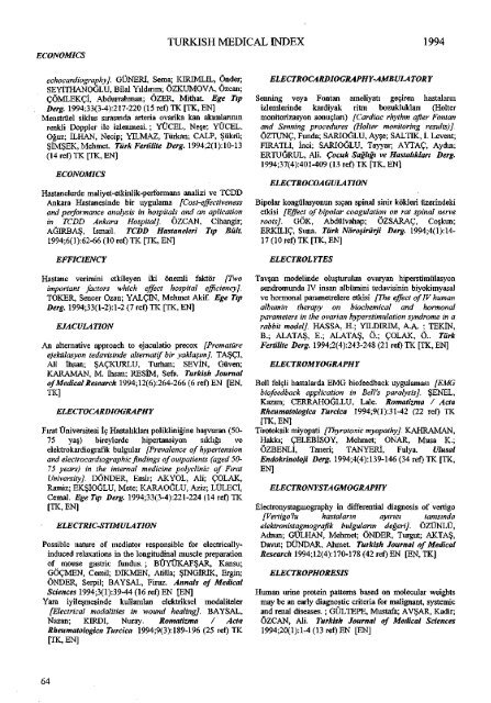 TÃ¼rk TÄ±p Dizini 1994 - ULAKBÄ°M Ulusal Veri TabanlarÄ±