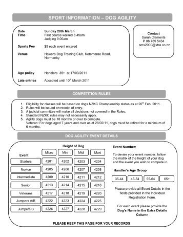 SPORT INFORMATION â DOG AGILITY - Sport Taranaki