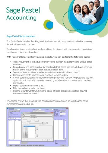 Serial Number Tracking - Sage Pastel