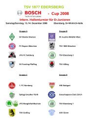 Mannschaften / Spielplan Turnier - TSV 1877 Ebersberg e.V.
