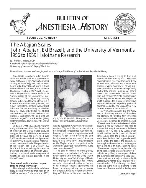 April 2008 - Anesthesia History Association