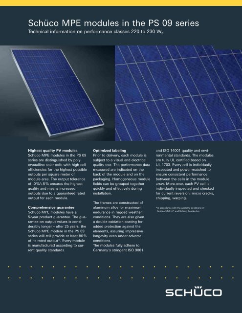 SchÃƒÂ¼co MPE modules in the PS 09 series - K.t.i. - W.t.i.