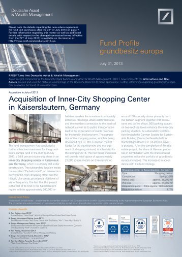 Fund Profile grundbesitz europa Acquisition of Inner-City ... - Rreef