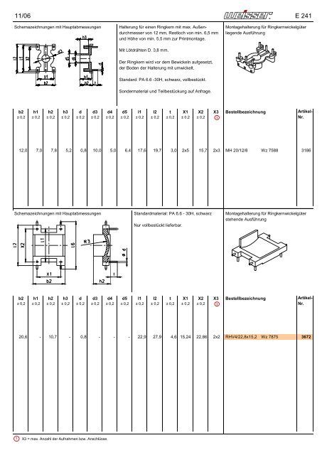 Neuheiten ab Katalog Version 2002 - Weisser SpulenkÃ¶rper