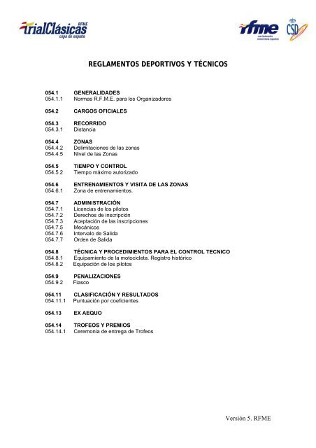 Reglamento RFME Copa de España Trial Clásicas 2013