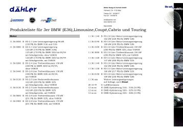 Produkteliste für 3er BMW (E36),Limousine,Coupé,Cabrio ... - daehler