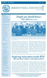 People you should know: 2011 NHS INducteeS - Bishop Noll Institute