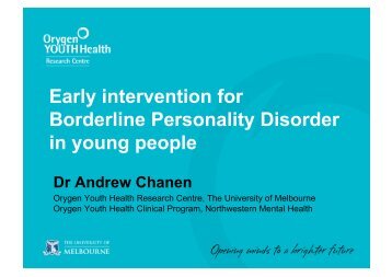 Early intervention for Borderline Personality Disorder in young people