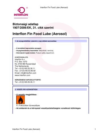 Interflon Fin Food Lube (Aerosol)