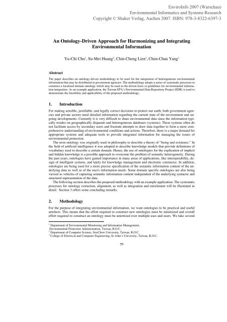 EnviroInfo 2007: An Ontology-Driven Approach for Harmonizing and ...