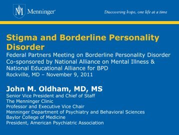 John Oldham - Borderline Personality Disorder