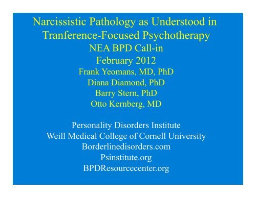 February 12, 2012 â Dr. Frank Yeomans - Borderline Personality ...