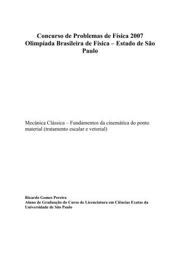 Conjunto de problemas - OlimpÃ­ada Brasileira de FÃ­sica - SP