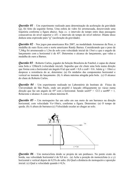 Conjunto de problemas - OlimpÃ­ada Brasileira de FÃ­sica - SP