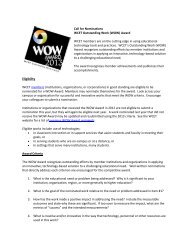 Call for Nominations WCET Outstanding Work (WOW) Award WCET ...