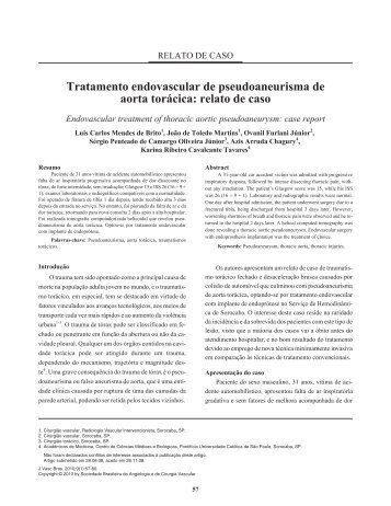 Tratamento endovascular de pseudoaneurisma de aorta ... - SciELO