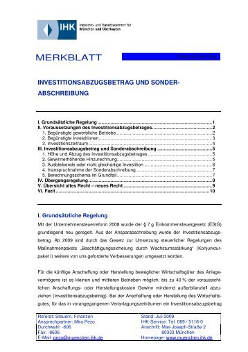 investitionsabzugsbetrag und sonder ... - Mittelstand in Bayern