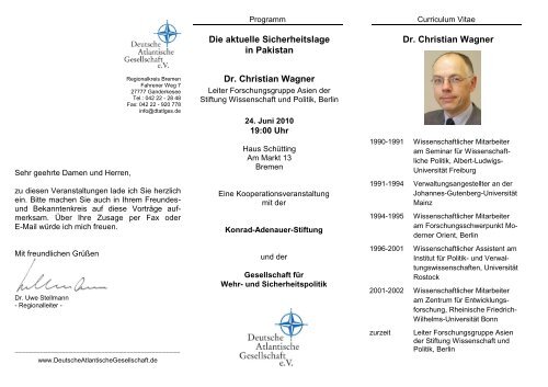 Die aktuelle Sicherheitslage in Pakistan Dr. Christian Wagner Dr ...