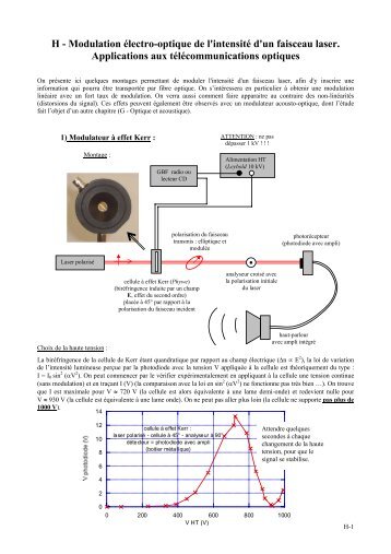 H - Modulation Ã©lectro-optique de l'intensitÃ© d'un faisceau laser ...