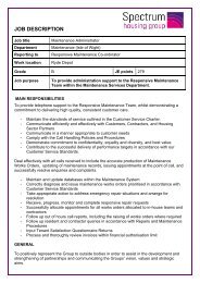 Job Description and Person Specification - Spectrum Housing Group