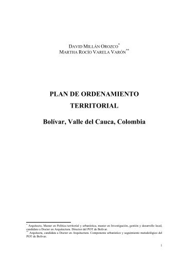 PLAN DE ORDENAMIENTO TERRITORIAL BolÃ­var, Valle del Cauca ...