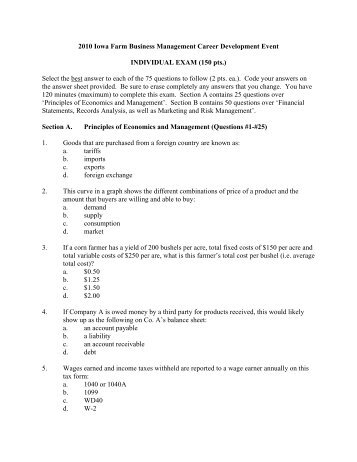 Farm Business Management CDE Test 2010.pdf - Iowa FFA ...