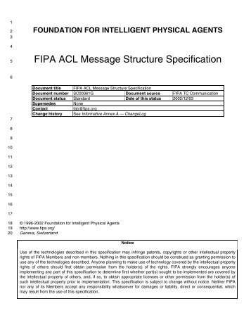 FIPA ACL Message Structure Specification