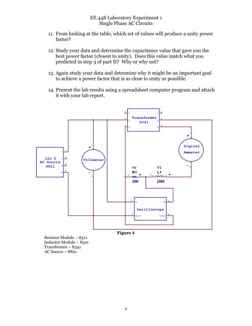 EE 448 Fall 2006 Lab Experiment No. 1 Single Phase AC Circuits