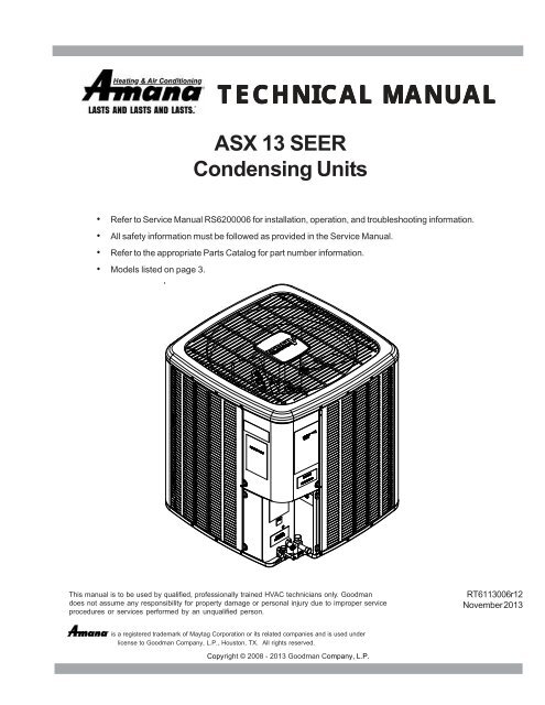 Amana 2 Ton 13 Seer Air Conditioner - Trane Xr13 Two Stage Air