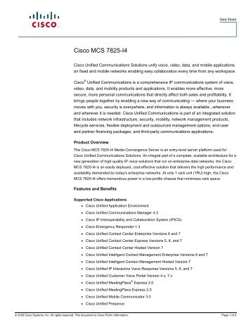 Cisco MCS 7825-I4 Video Servers/Encoders