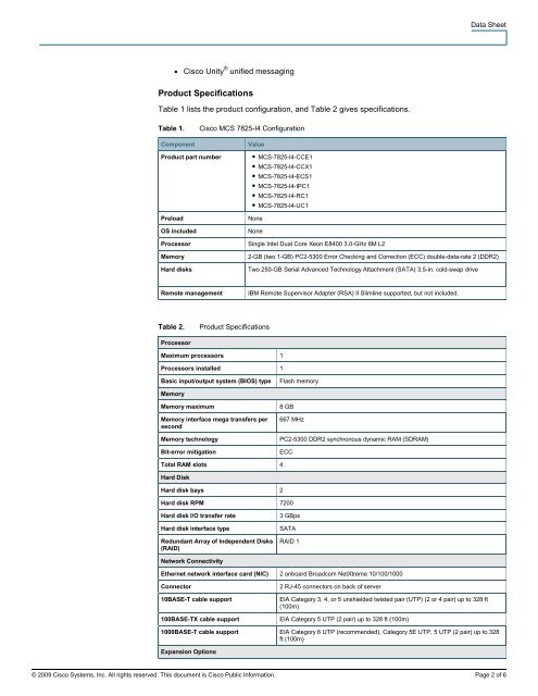 Cisco MCS 7825-I4 Video Servers/Encoders