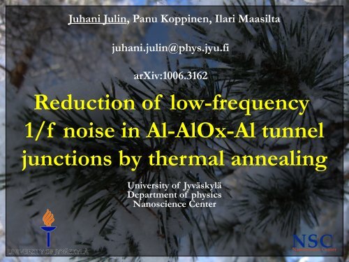 Reduction of low-frequency 1/f noise in Al-AlOx-Al tunnel junctions ...