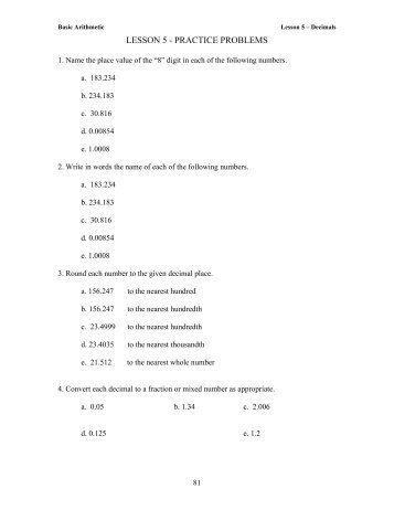 LESSON 5 - PRACTICE PROBLEMS