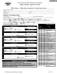 High Liability Approval Form - First American Title Insurance ...