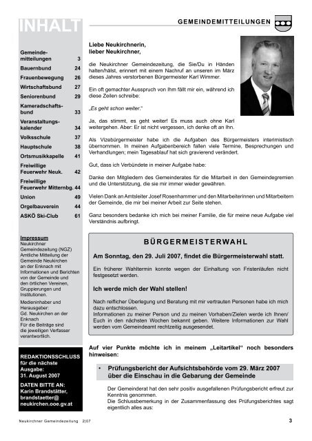 Gemeindezeitung 02/2007 - Gemeinde Neukirchen an der Enknach ...